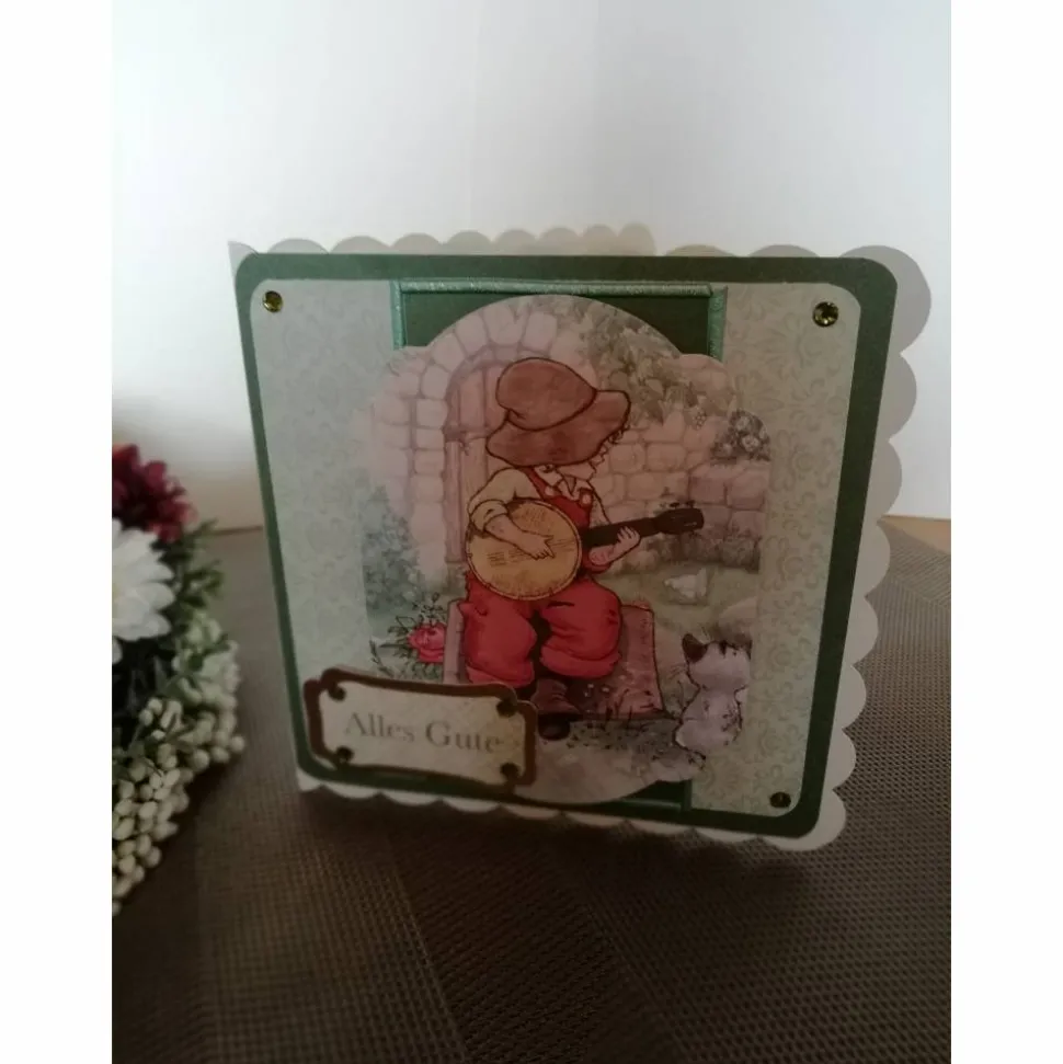 Geburtstagskarte verspielt in grün und rot