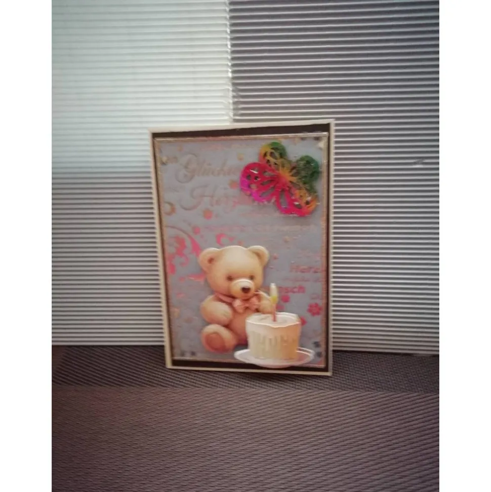 Geburtstagskarte zum 1 Geburtstag mit Teddybär