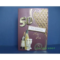 Geburtstagskarte zum 50.ten für einen Mann, Wein