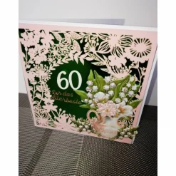 Geburtstagskarte zum 60.ten für eine Frau, Blumen, Lachsfarben