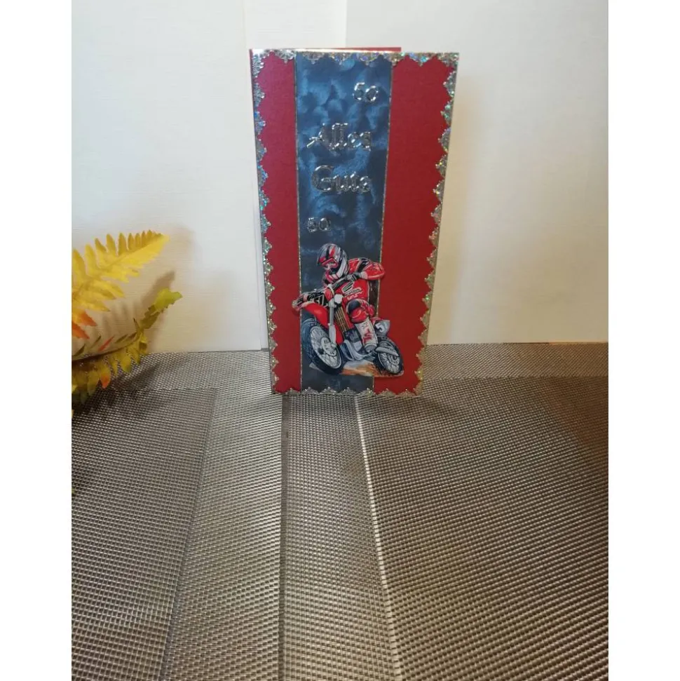 Geburtstagskarte zum 50.ten für einen Mann mit einem Motorrad