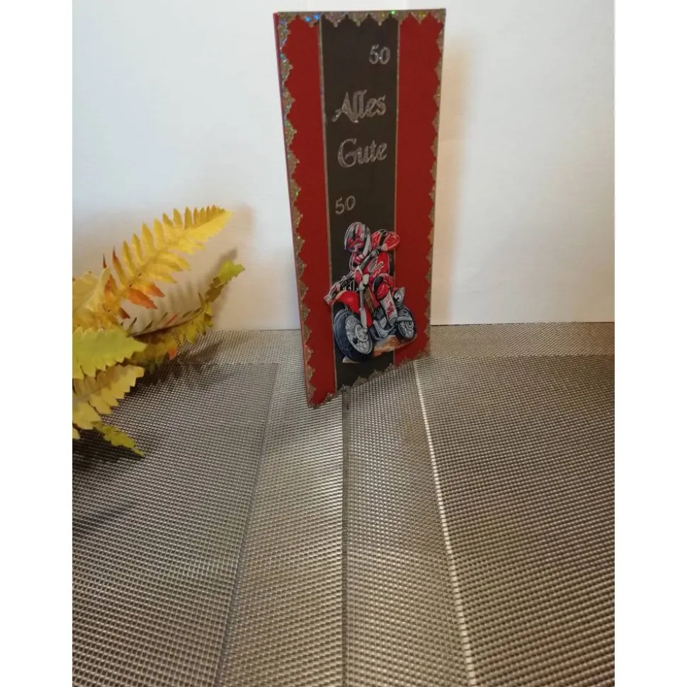 Geburtstagskarte zum 50.ten für einen Mann mit einem Motorrad