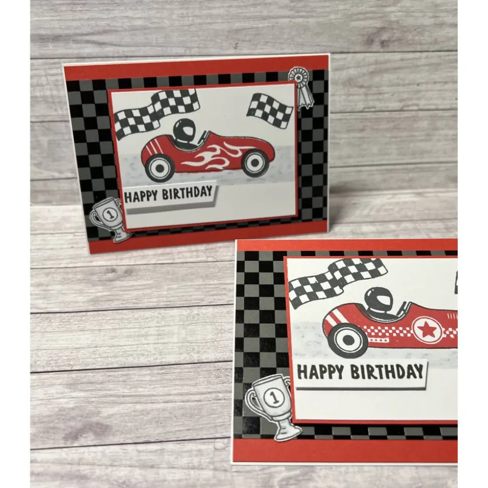 Geburtstagskarten „Happy Birthday“ Glückwunschkarte Grußkarte Karten Geburtstag Männer Kinder Rennauto Stampin‘ Up!