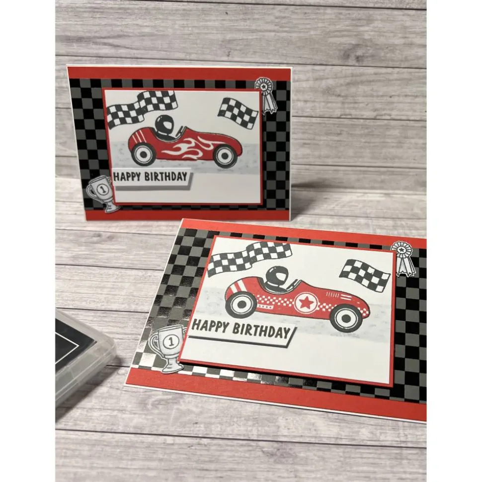 Geburtstagskarten „Happy Birthday“ Glückwunschkarte Grußkarte Karten Geburtstag Männer Kinder Rennauto Stampin‘ Up!