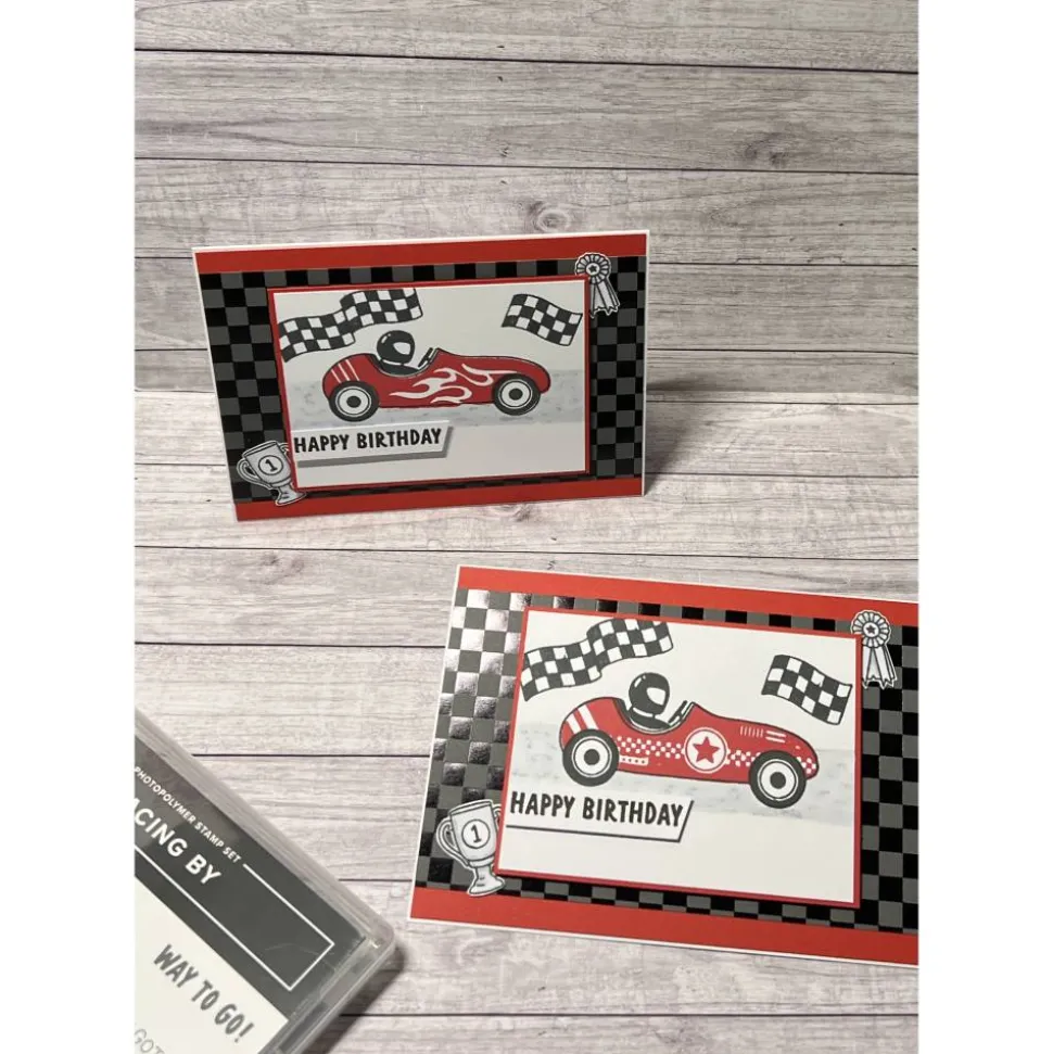 Geburtstagskarten „Happy Birthday“ Glückwunschkarte Grußkarte Karten Geburtstag Männer Kinder Rennauto Stampin‘ Up!