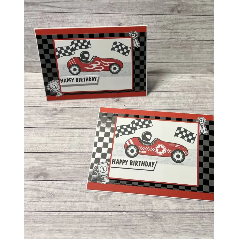 Geburtstagskarten „Happy Birthday“ Glückwunschkarte Grußkarte Karten Geburtstag Männer Kinder Rennauto Stampin‘ Up!