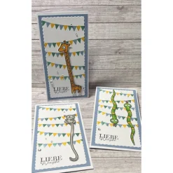 Geburtstagskarten mit Tiere „Liebe Wünsche“, Kindergeburtstag, Giraffe, Schlangen, oder zu anderen Anlässen, Handarbeit