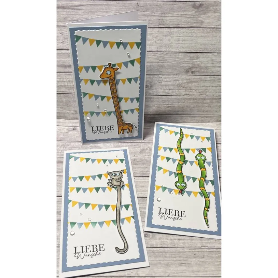 Geburtstagskarten mit Tiere „Liebe Wünsche“, Kindergeburtstag, Giraffe, Schlangen, oder zu anderen Anlässen, Handarbeit