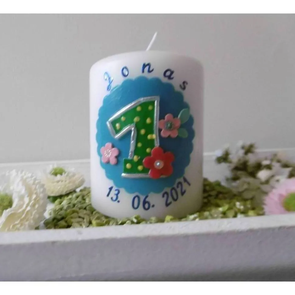 Geburtstagskerze 1. Geburtstag * Gastgeschenk * Mitgebsel * Tischkerzen * Tischdeko * Buben u. Mädchen