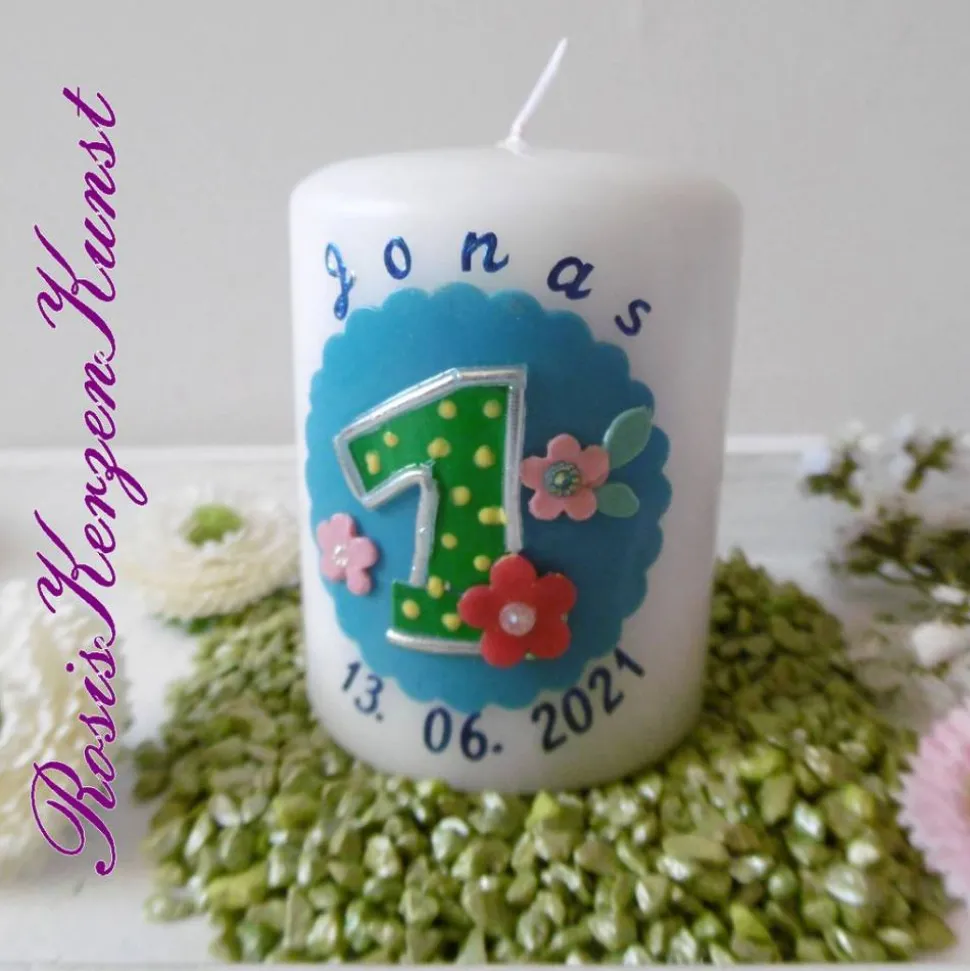 Geburtstagskerze 1. Geburtstag * Gastgeschenk * Mitgebsel * Tischkerzen * Tischdeko * Buben u. Mädchen