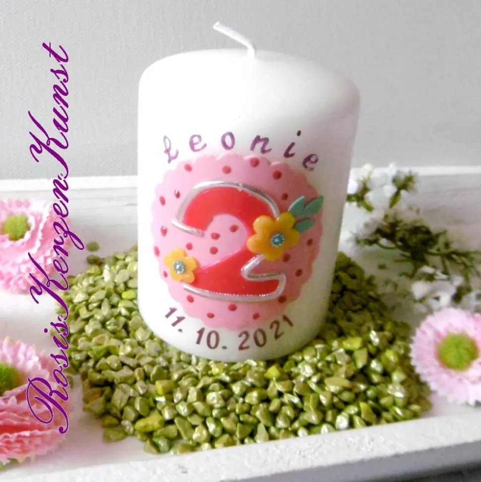 Geburtstagskerze 2. Geburtstag * Gastgeschenk * Mitgebsel * Tischkerzen * Tischdeko * Buben u. Mädchen