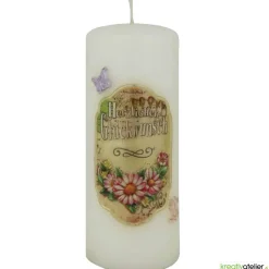 Geburtstagskerze Blumenarrangement gold, Kerze Geburtstag, Geburtstag personalisiert, Geschenk Oma Opa, Geschenkidee