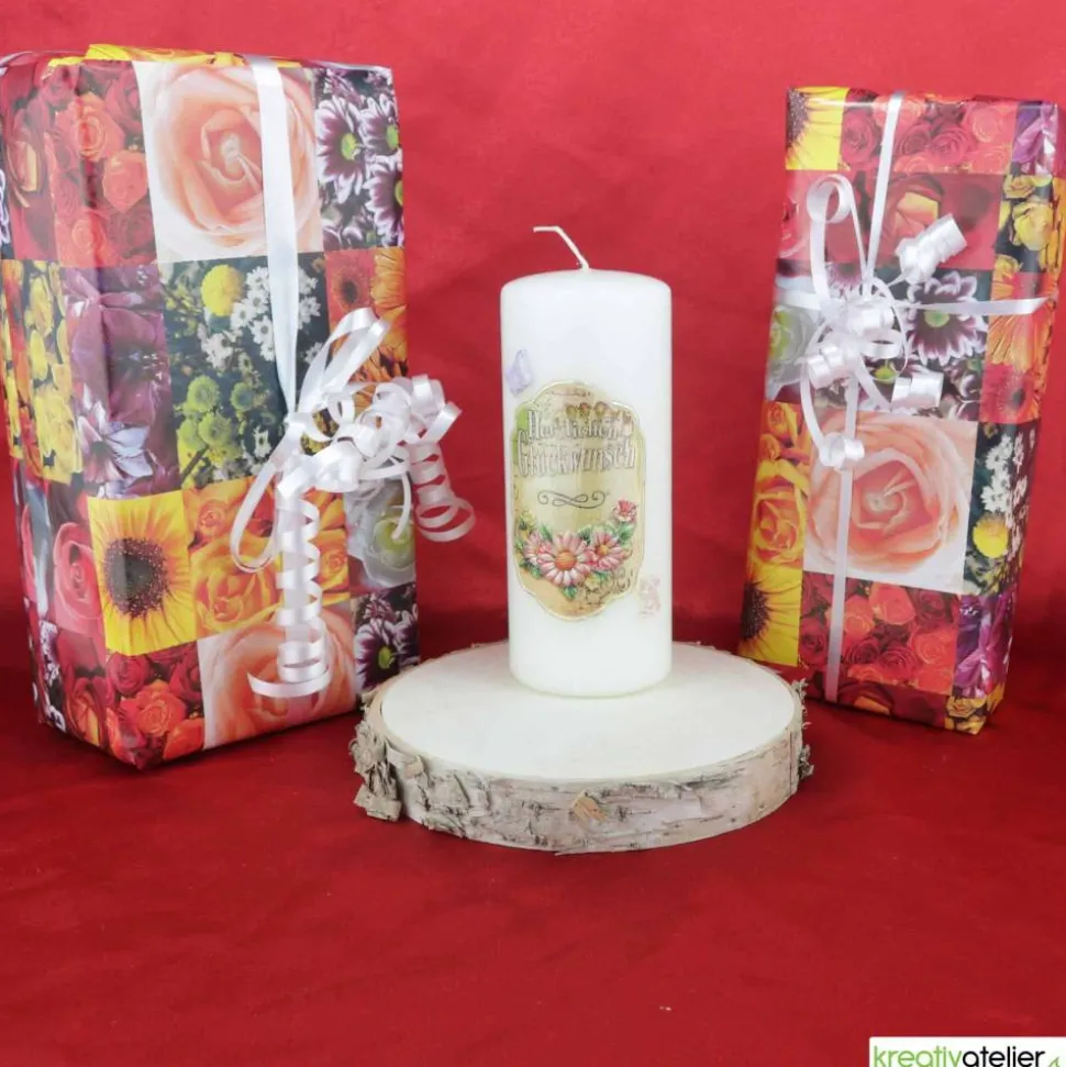 Geburtstagskerze Blumenarrangement gold, Kerze Geburtstag, Geburtstag personalisiert, Geschenk Oma Opa, Geschenkidee