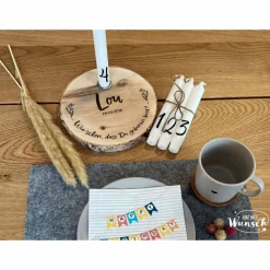 Geburtstagskerze personalisiert  | Baumscheibe | Geburtstag | Lebenskerze | Geburtstagsbrett  | Geburtstagsgeschenk