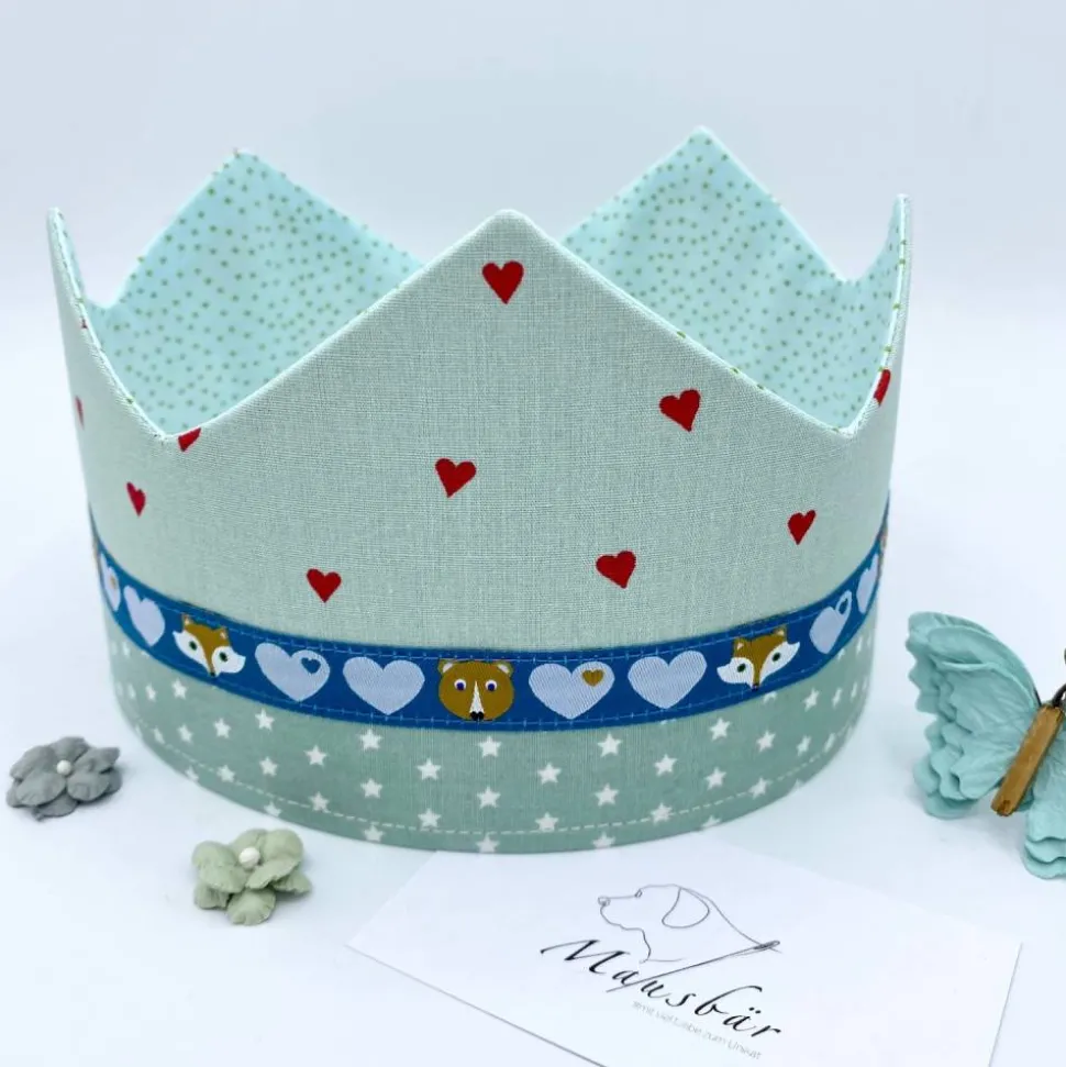 Geburtstagskrone für Kinder , Krone, mint, größenverstellbar