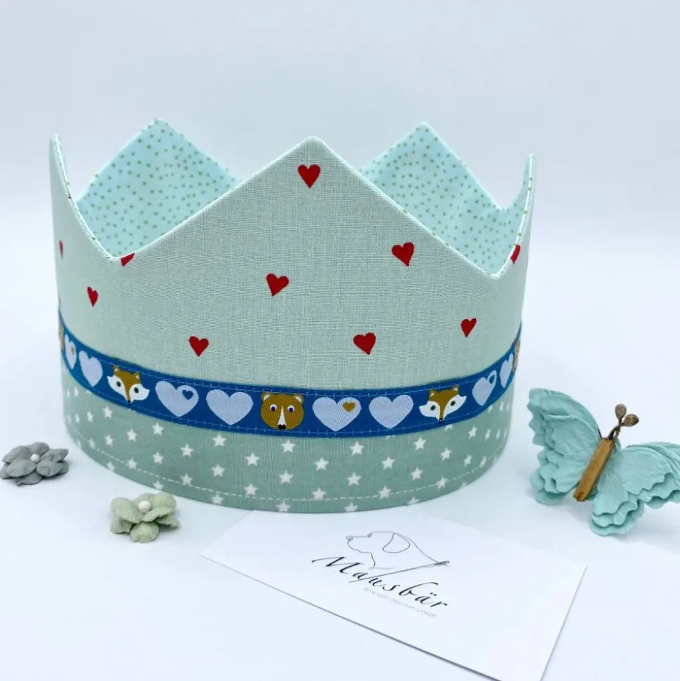 Geburtstagskrone für Kinder , Krone, mint, größenverstellbar