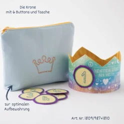 Geburtstagskrone mit Zahlen, Kindergeburtstag Krone, verstellbare Stoffkrone, Superkind Motiv Krone