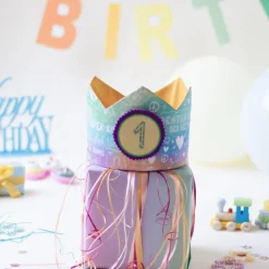 Geburtstagskrone mit Zahlen, Kindergeburtstag Krone, verstellbare Stoffkrone, Superkind Motiv Krone