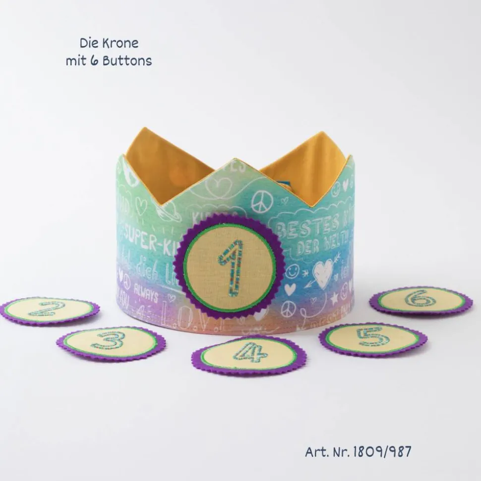 Geburtstagskrone mit Zahlen, Kindergeburtstag Krone, verstellbare Stoffkrone, Superkind Motiv Krone