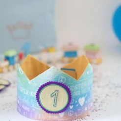Geburtstagskrone mit Zahlen, Kindergeburtstag Krone, verstellbare Stoffkrone, Superkind Motiv Krone