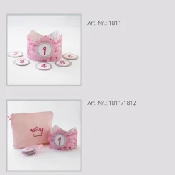 Geburtstagskrone mit Zahlen, Krone für Kindergeburtstag, Partykrone Farbe Beere, Babys erster Geburtstag