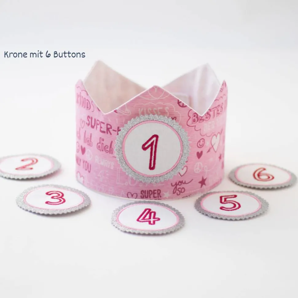 Geburtstagskrone mit Zahlen, Krone für Kindergeburtstag, Partykrone Farbe Beere, Babys erster Geburtstag