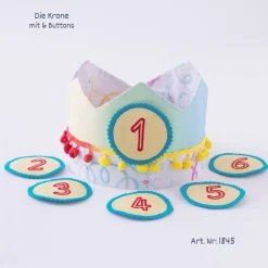 Geburtstagskrone Stoff, Krone für Kindergeburtstag, Krone mit Bommeln, Geburtstag, Geburtstagskrone Mädchen