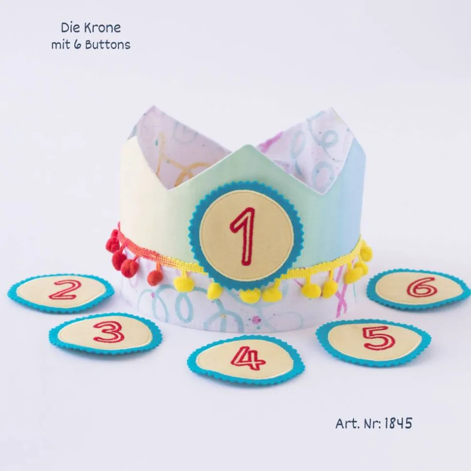 Geburtstagskrone Stoff, Krone für Kindergeburtstag, Krone mit Bommeln, Geburtstag, Geburtstagskrone Mädchen