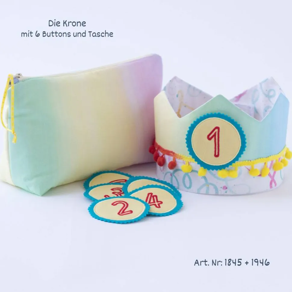 Geburtstagskrone Stoff, Krone für Kindergeburtstag, Krone mit Bommeln, Geburtstag, Geburtstagskrone Mädchen