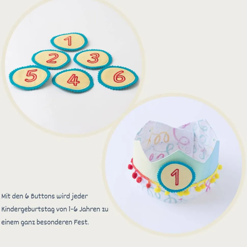 Geburtstagskrone Stoff, Krone für Kindergeburtstag, Krone mit Bommeln, Geburtstag, Geburtstagskrone Mädchen