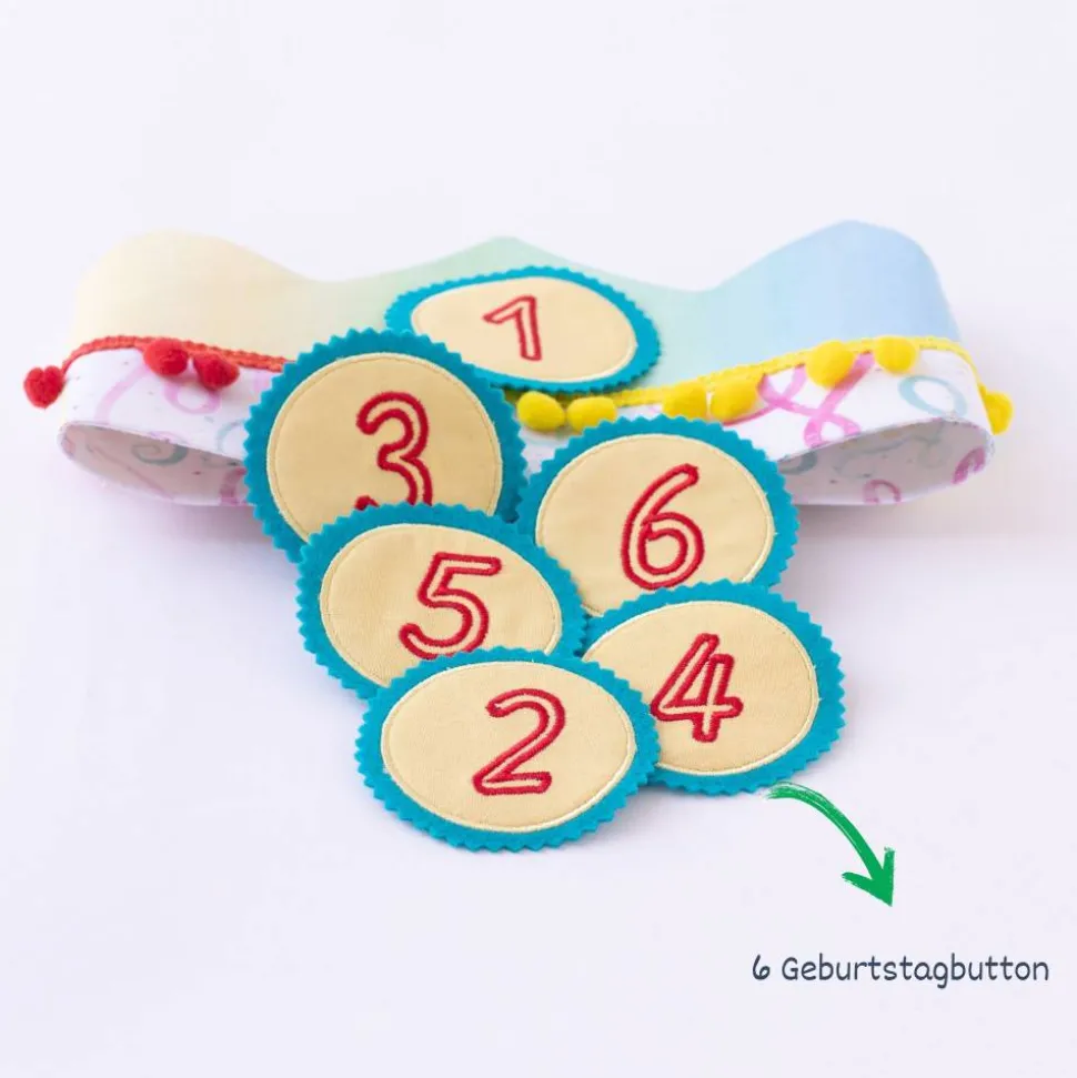 Geburtstagskrone Stoff, Krone für Kindergeburtstag, Krone mit Bommeln, Geburtstag, Geburtstagskrone Mädchen