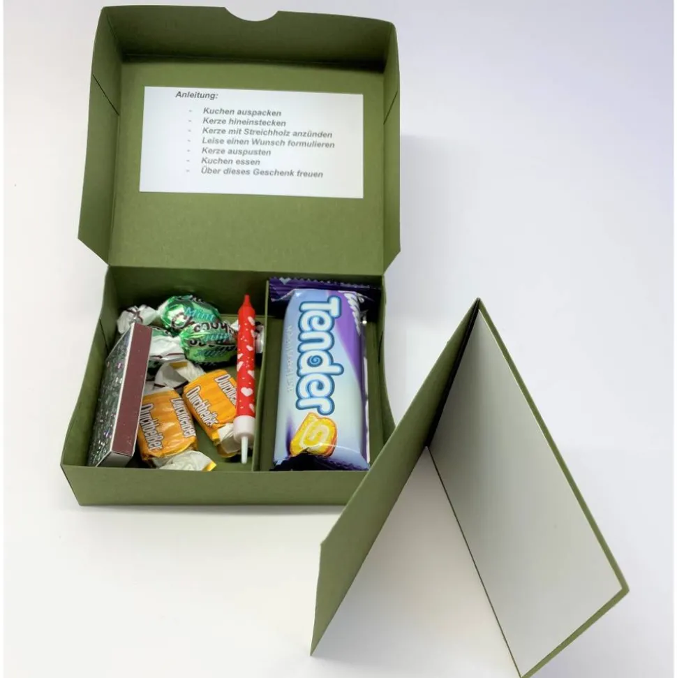 Geburtstagskuchen Bausatz – Handgemachte Geschenkverpackung 12x10x3 cm aus Tonkarton