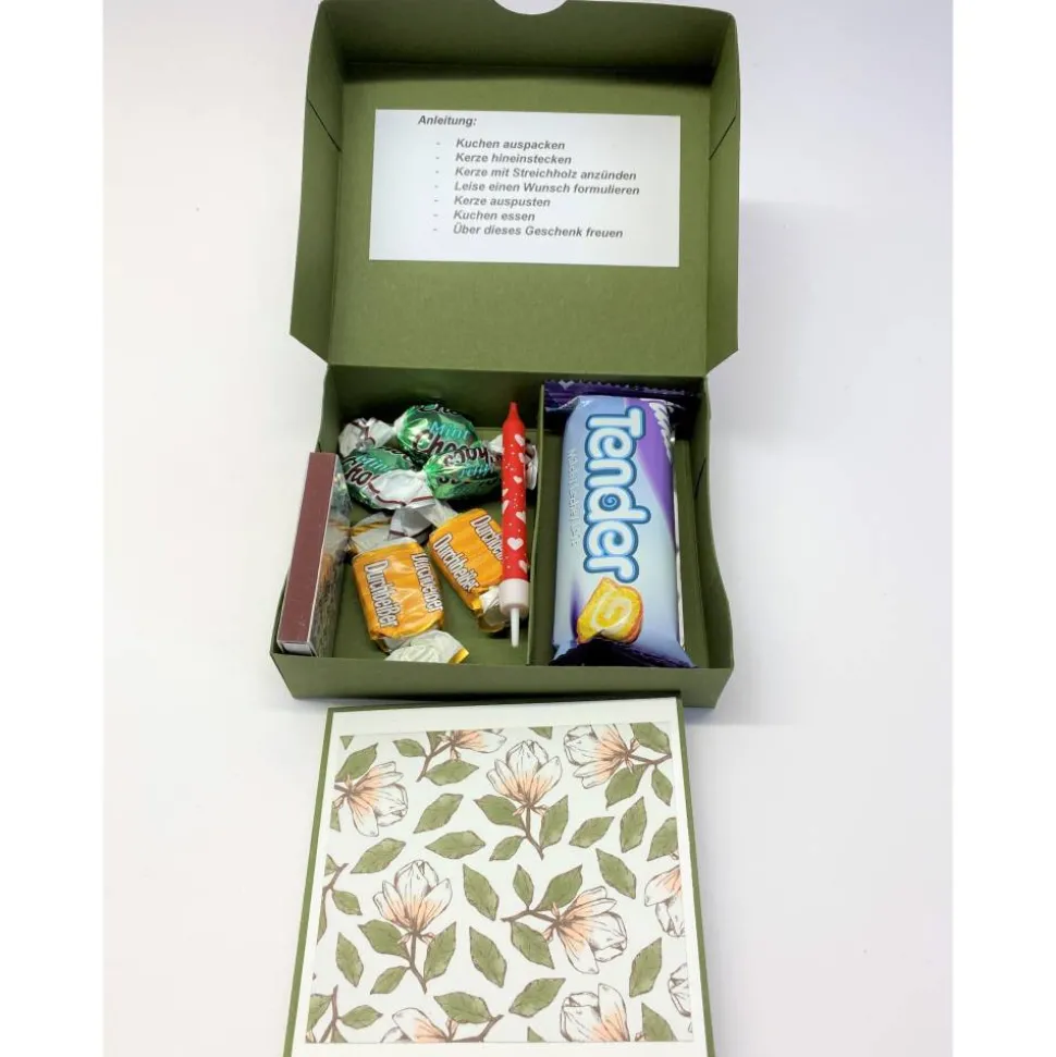 Geburtstagskuchen Bausatz – Handgemachte Geschenkverpackung 12x10x3 cm aus Tonkarton