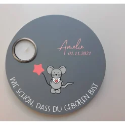 Geburtstagslicht | Geburtstagsbrett grau / Maus