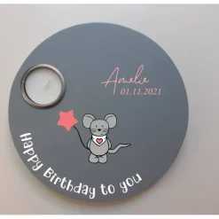 Geburtstagslicht | Geburtstagsbrett grau / Maus
