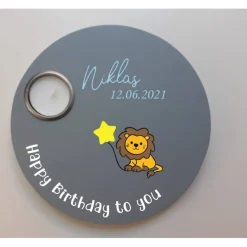 Geburtstagslicht | Geburtstagsbrett grau / Löwe