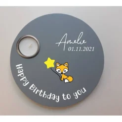 Geburtstagslicht | Geburtstagsbrett grau / Fuchs