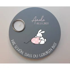 Geburtstagslicht | Geburtstagsbrett grau / Hase