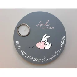 Geburtstagslicht | Geburtstagsbrett grau / Hase