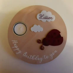 Geburtstagslicht | Geburtstagsbrett / Käfer Marienkäfer | Geschenk zur Geburt, Taufe, Geburtstag