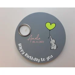 Geburtstagslicht | Geburtstagsbrett grau / Elefant