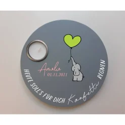 Geburtstagslicht | Geburtstagsbrett grau / Elefant