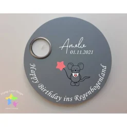 Geburtstagslicht/ Sternengeburtstag in grau mit Maus | Sternenkind