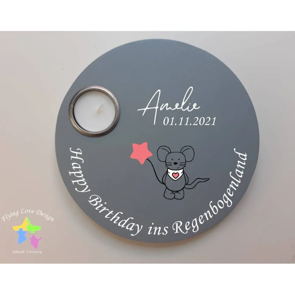 Geburtstagslicht/ Sternengeburtstag in grau mit Maus | Sternenkind