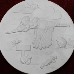 Geburtsteller Storch aus Alabastergips zum Selbstbemalen – Personalisierbares Geschenk zur Geburt & Taufe