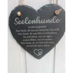 Gedenkherz aus Schiefer „Seelenhund“ – Erinnerung an den treuen Hund & Geschenk für Tierfreunde 