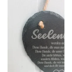Gedenkherz aus Schiefer „Seelenhund“ – Erinnerung an den treuen Hund & Geschenk für Tierfreunde 