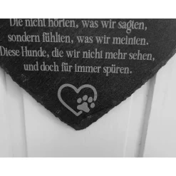 Gedenkherz aus Schiefer „Seelenhund“ – Erinnerung an den treuen Hund & Geschenk für Tierfreunde 