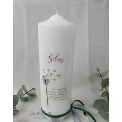 Gedenkkerze - Trauerkerze mit Pusteblume und Trauerspruch