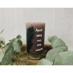 Gedenkkerze Rustik - Amal seng ma uns wieda - Trauerkerze